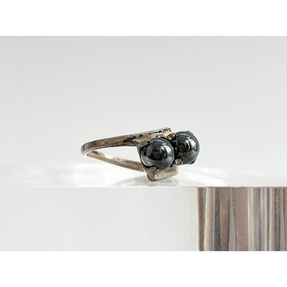 Tahitian Pearl Bead Accented Sterling Silver 925 Vintage Ring - sz 6.25 - Picture 2 of 15